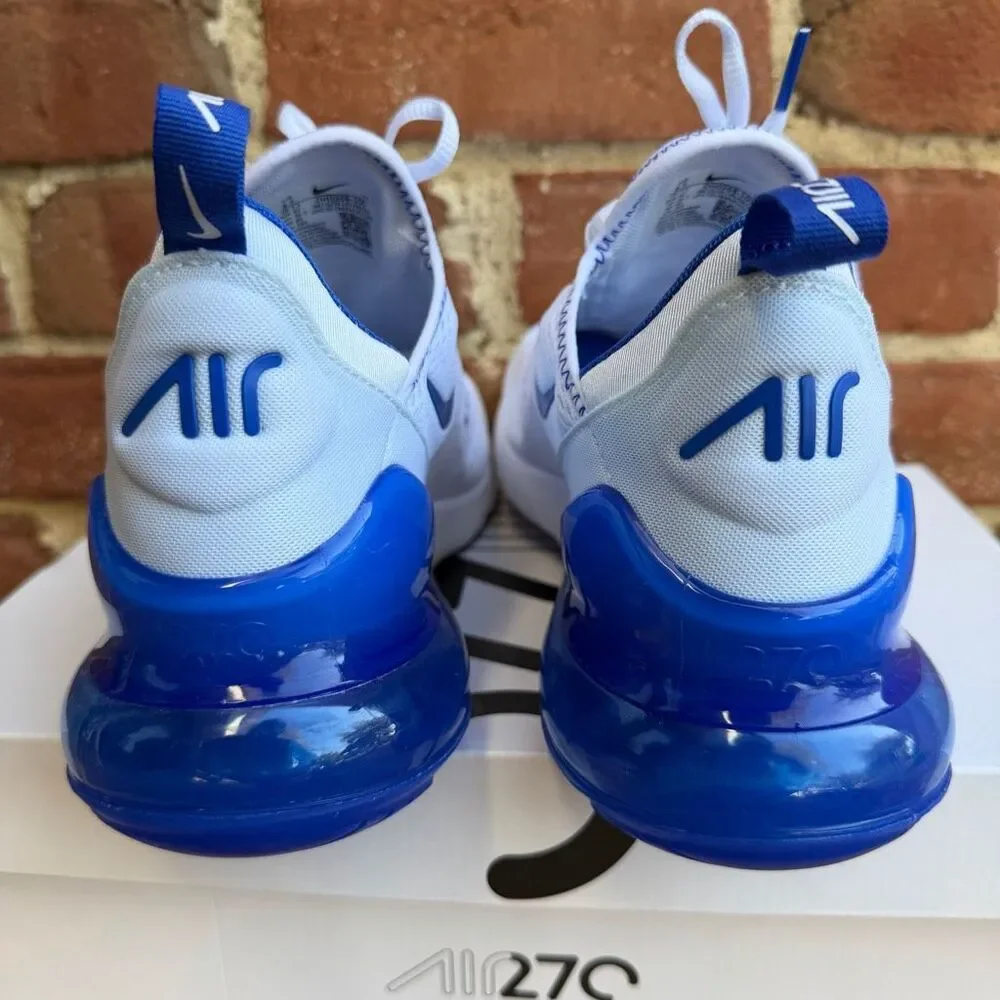 Nike Men's Air Max 270 Mesh Lace Up Athletic Shoes White Racer Blue Size 8.5 NEW